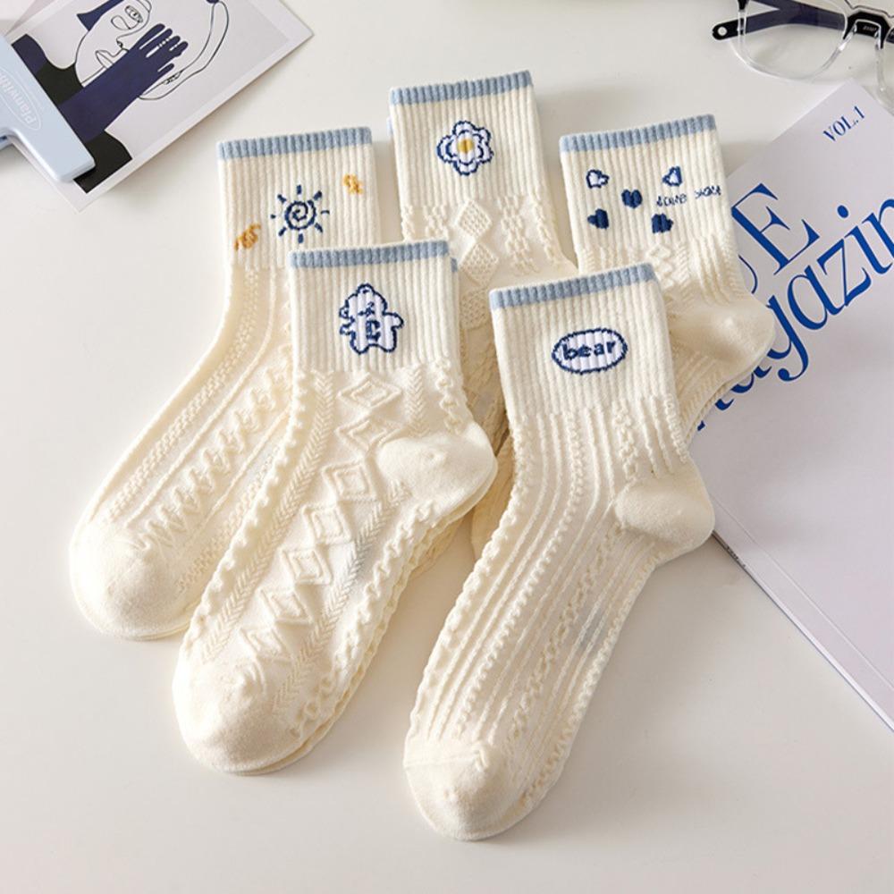 10 Pairs Cartoon Pattern Short Socks Breathable Middle Tube Socks Comfortable Ankle Socks  Summer