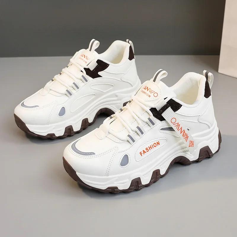 New Women Sneakers Autumn Winter Warm Comfortable Chunky Running Sports Shoes Fashion Lace Up Wedge Casual Vulcanized Shoes