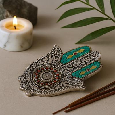 Incense Stick Holder Hamsa Green Small