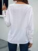 2024 Trendy European & American Women's Hollow V-Neck Drop Shoulder Long Sleeve Button T-Shirt