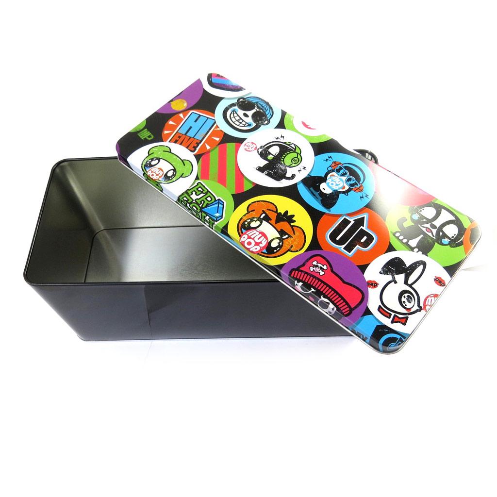 Muy Pop [L8777] - Metal Box 'Muy Pop' Black Multi-colored - 28x12x11 Cm