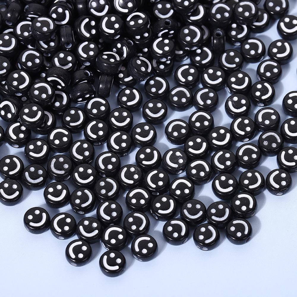 Smiley Face Acrylic Beads for DIY Jewelry - Round, Colored Beads for Children's Bracelets & Necklaces