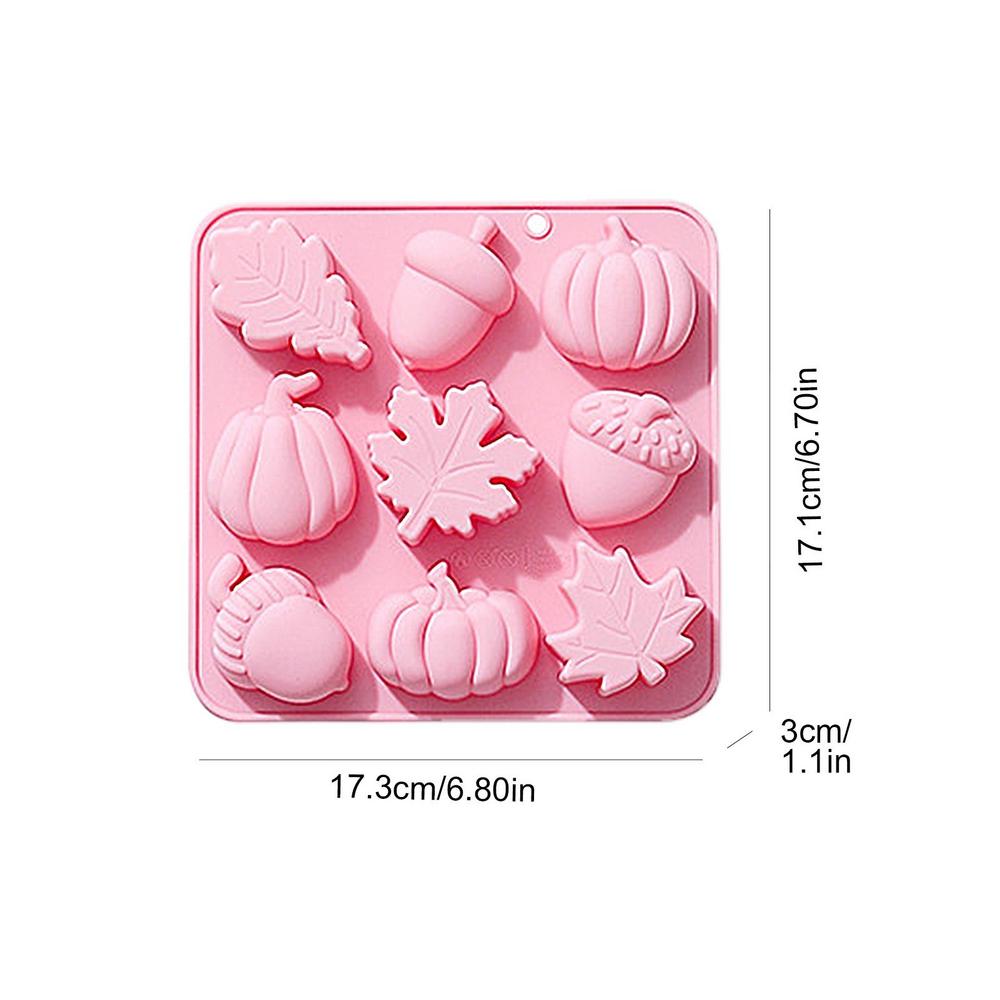 

Силиконовые формы на тему Дня благодарения, 9-гнездная форма для конфет в форме листьев тыквы, дубовых фруктов, креативная форма для шоколадных свечей, кубиков льда розовый