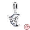 Neue 925 Sterling Silber Pfote Farbe Lächeln Fisch Einhorn Glühwürmchen Clips Anhänger Dangle Passend Original Armband DIY Schmuck