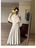 Elegant Autumn/Winter Knit Top & Long Skirt Set - Women's Fashion Two-Piece
