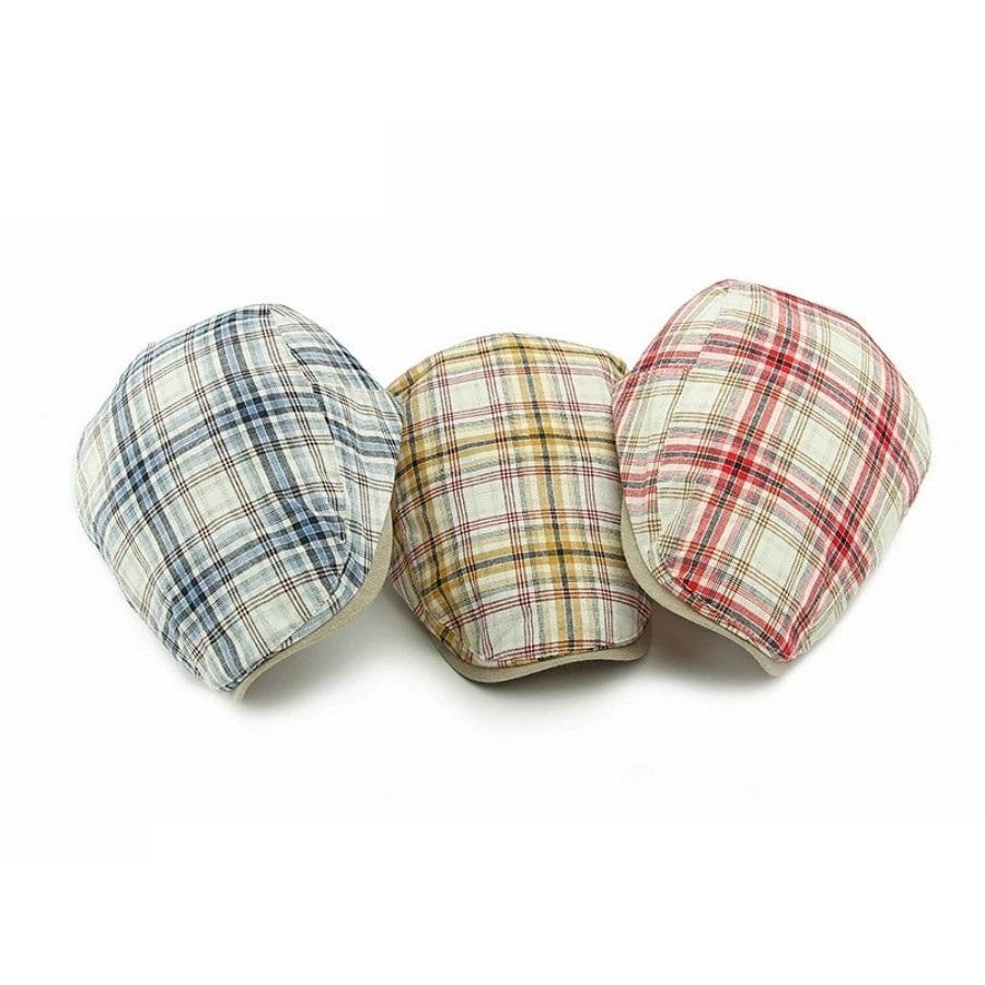 Sun Hat Summer Breathable Beret Cap Plaid Bright Check Beret Hat Outdoor Sun Protection Men's Women's Dad Hat Forward Cap Visor