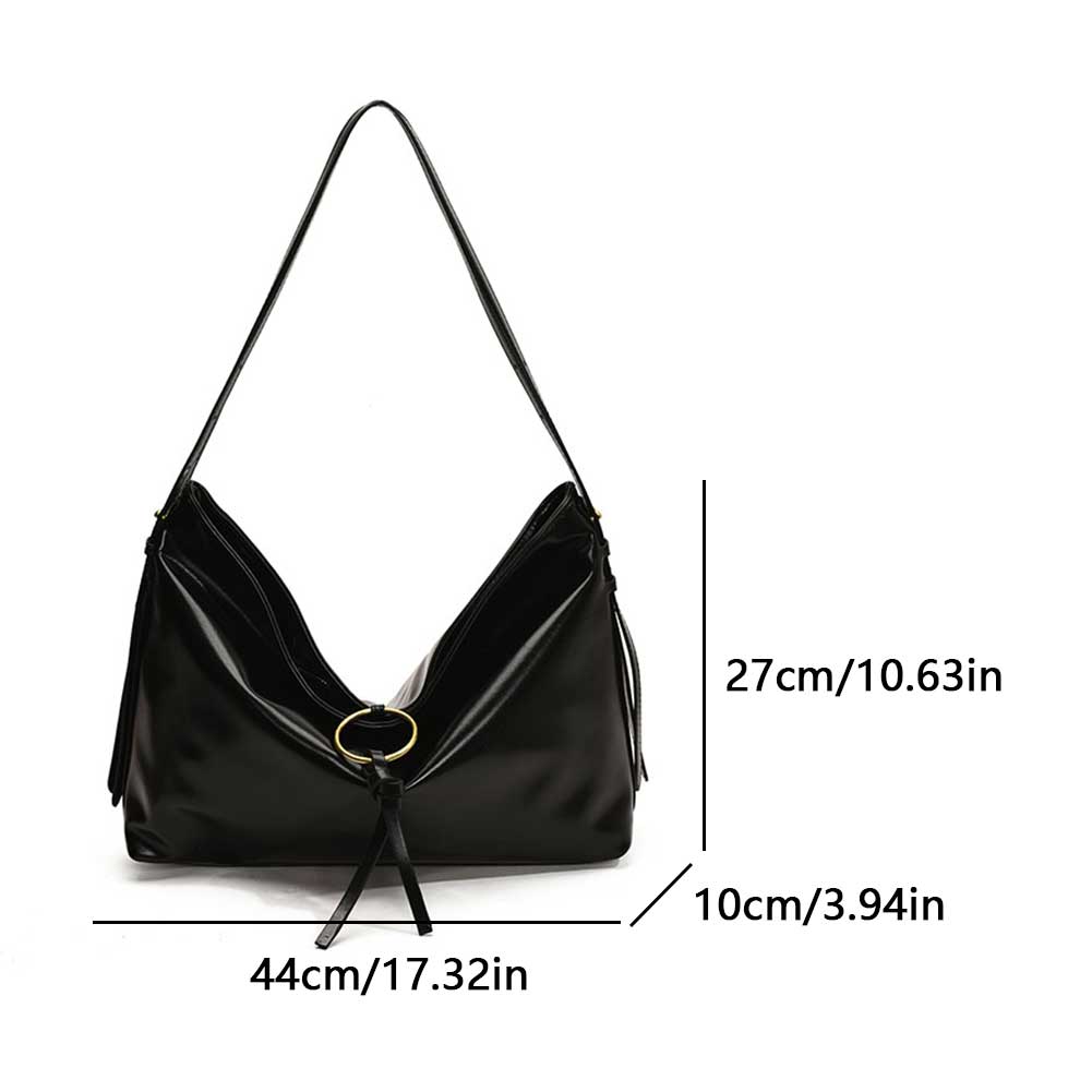 

PU Leather Hobo Handbag Trendy Top Handle Satchel Shoulder Purse Retro Top Handle Bag Large Work Bags for Women Purses Tote чёрный