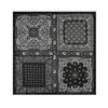 Black and White Cashew Floral Silk Scarves Wholesale Hot-selling, 71cm Headscarves, Headscarves, Square Scarves for Women, Summer Thin Scarves