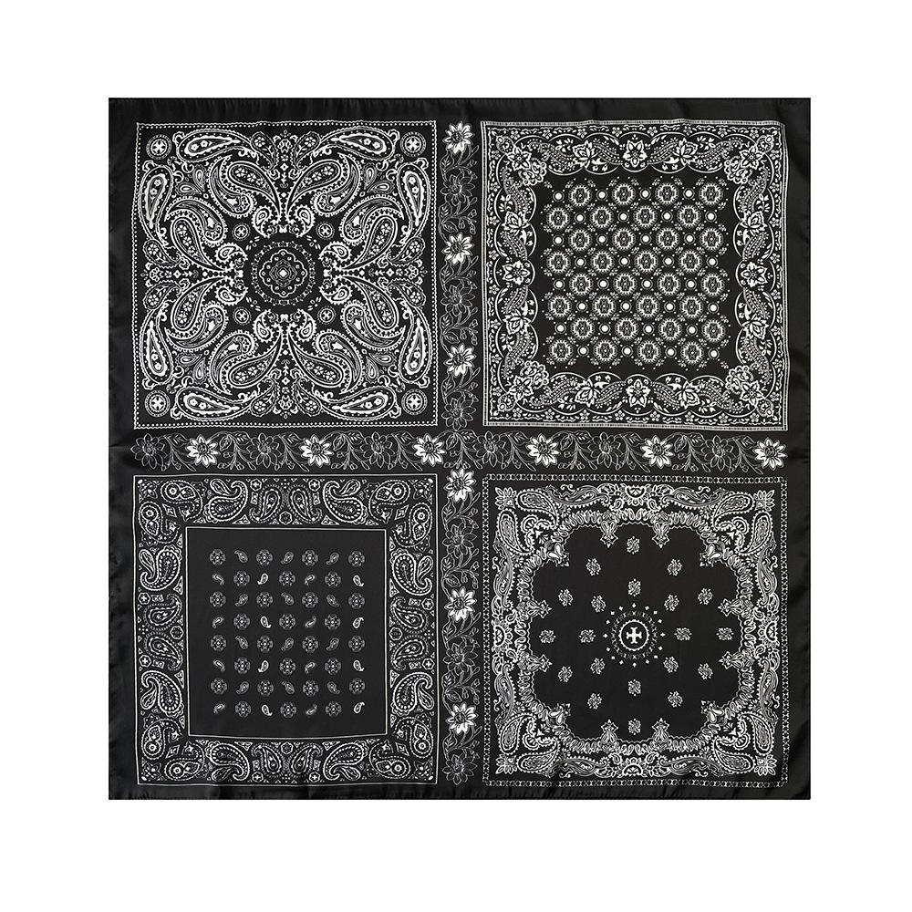 Black and White Cashew Floral Silk Scarves Wholesale Hot-selling, 71cm Headscarves, Headscarves, Square Scarves for Women, Summer Thin Scarves