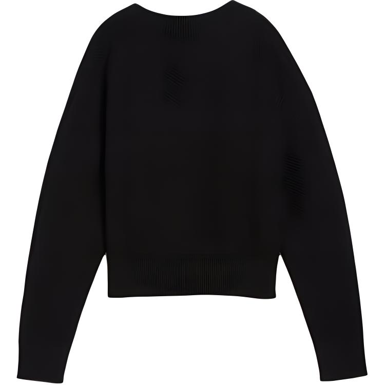 Puma T7 Knitted V-Neck Crew Soft Comfortable Loose Fashion Knit Sweater Women tops Black 627471-01