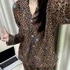 Internet Celebrity Leopard Print Light Luxury Women's Pajamas Long Sleeves Trousers Spring and Autumn Wrinkled Cloth Cardigan Loose and Thin Loungewea