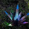 2Pcs Ornamentos de jardim de agave de metal pintados à mão, luz solar LED multicolorida, azul, estacas de gramado de aloe, ornamento de jardim de tequila country