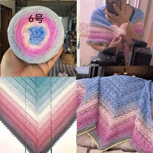 300g/pcs Colorful Pure Cotton Cake Gradient Cotton Rainbow DIY Scarf Shawl Skirt Wool Yarn Crochet