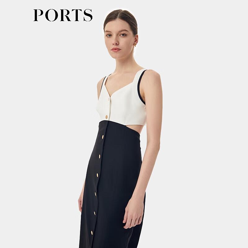 

PORTS Spring/Summer Black & White Color Block Cutout Midi Dress XS (US 2)