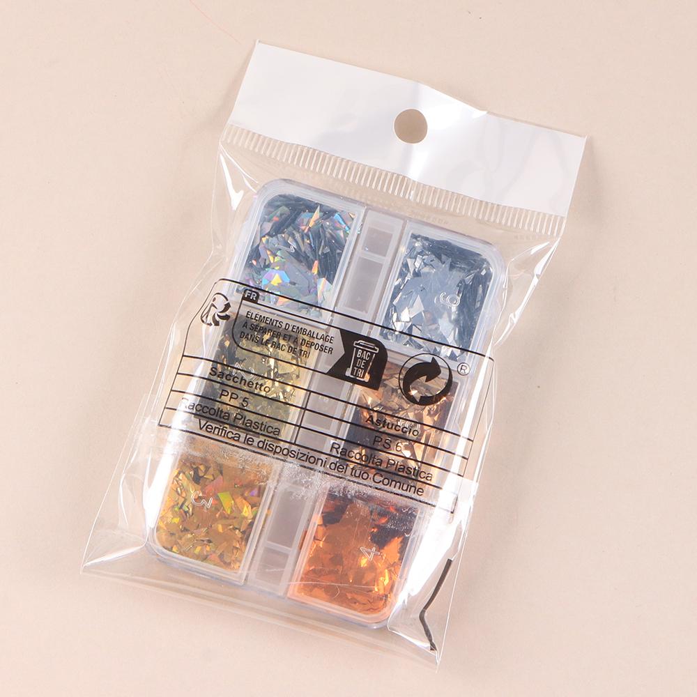 6 Grids Glitter Irregular Nail Sequin Decoration, Autumn and Winter DIY Nail Design Supplies, Nail Art Supplies for Women and Girls Decoration Parts