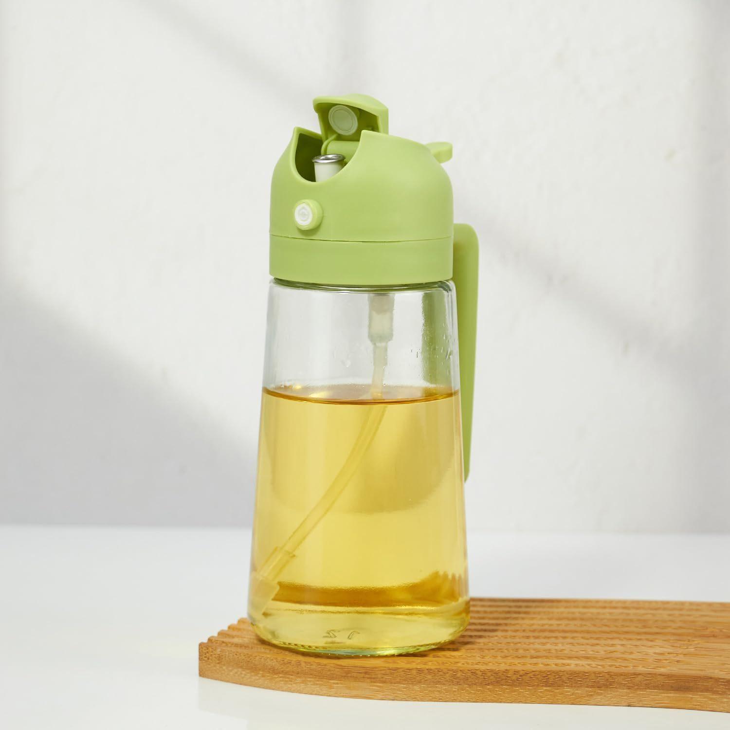 

Oil Dispenser & Sprayer with Handle & One-Touch Lever - 2-in-1 Oil Dispenser for Air Fryer, BBQ, Salad Dressing, Marinades светло-зеленый