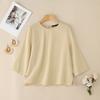 ZANZEA Women Casual Round Neck Solid Color 3/4 Sleeve Loose Blouse