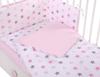 Double-sided 2-piece cotton children's bedding set - gray and pink stars