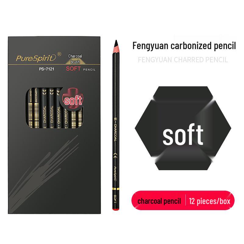 Charcoal Sketching Pencils Set: Soft/Medium/Hard (2B, 4B, 6B, 8B, 10B, 12B, 14B) for Students & Artists