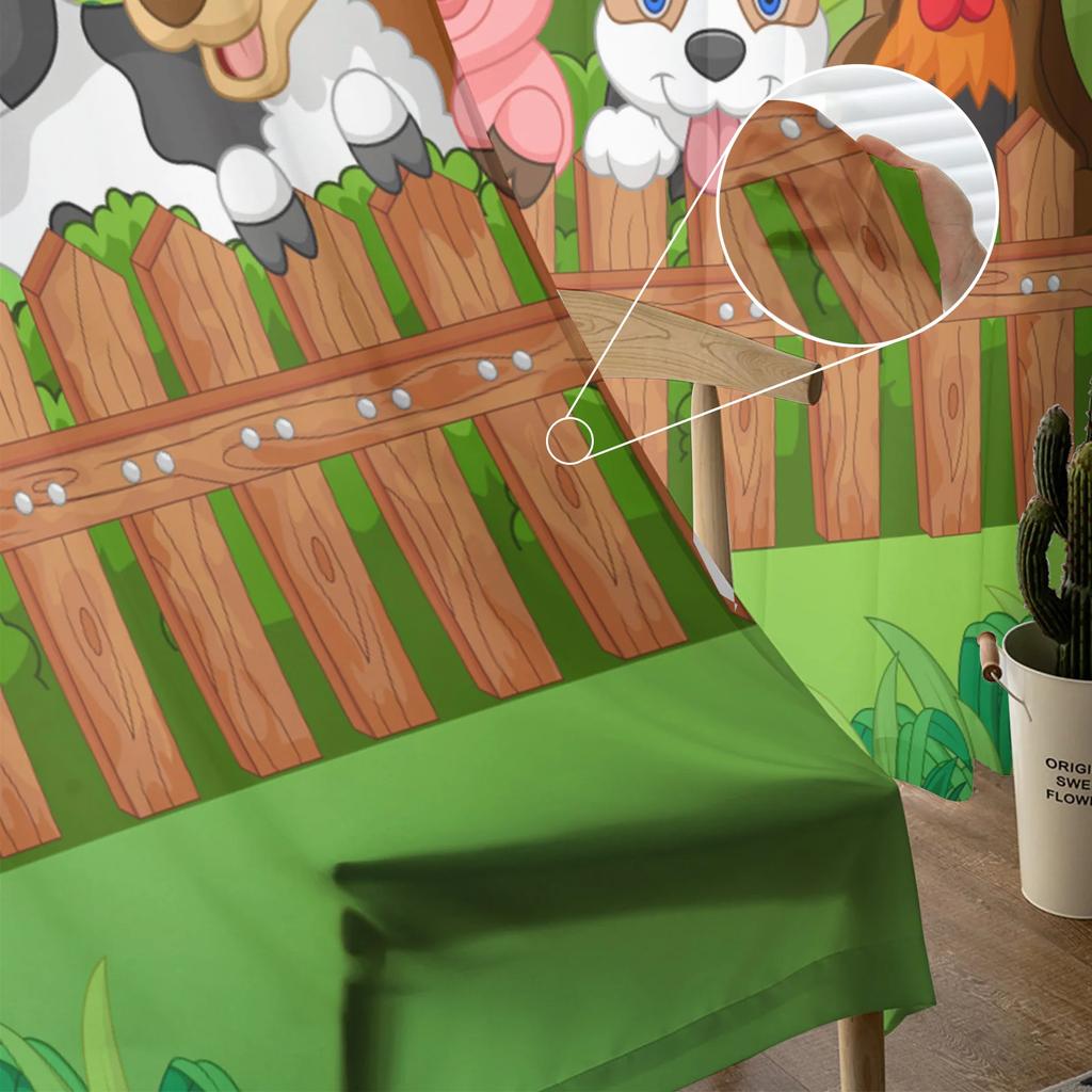 Cartoon Animals Farm Sheer Curtains Living Room Window Tulle Curtains For Bedroom Kitchen Home Decoration Voile Drapes
