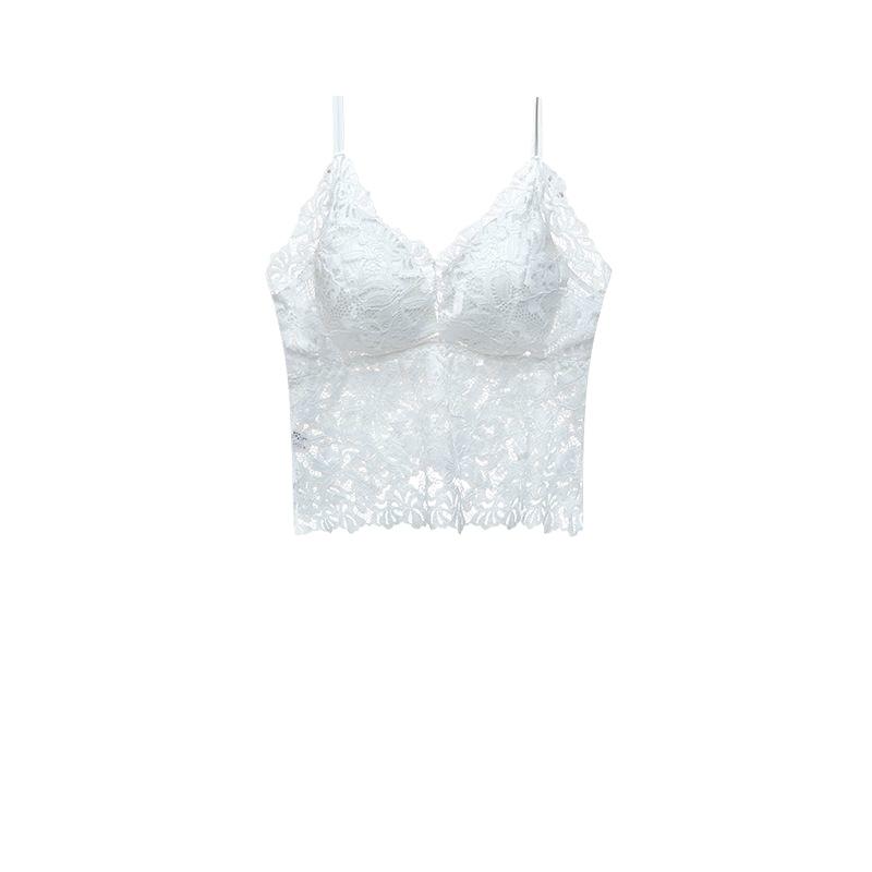 Women's Lace Bralette Camisole With Built-in Padded Bra, Spaghetti Strap Backless Tank Top For Summer Layering