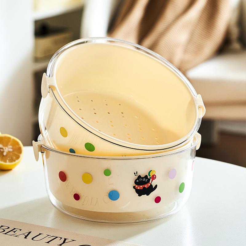 Doppellagiger Lebensmittel-Abtropfkorb & Obstschale - Gemüsewäscher, Obstteller, Aufbewahrungsbox für Nüsse & Snacks