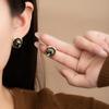 French Retro Light Luxury Stud Earrings, Black Starry Gold Edge Simple Earrings, Women'S High-End Earrings.