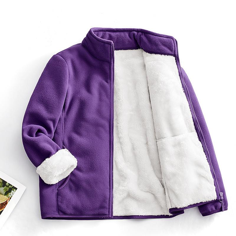 Boys and Women's Double-Sided Coral Fleece Jacket - Warm, Thickened Autumn/Winter Cardigan for Outdoor Use