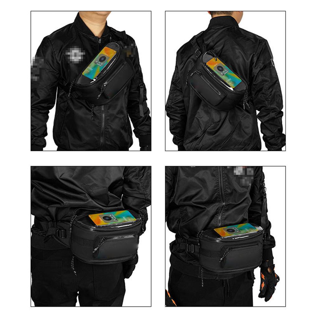 Motorcycle Waist Pack Expandable Front Handlebar Bag with Touchscreen Window for Navigation Large Capacity Storage