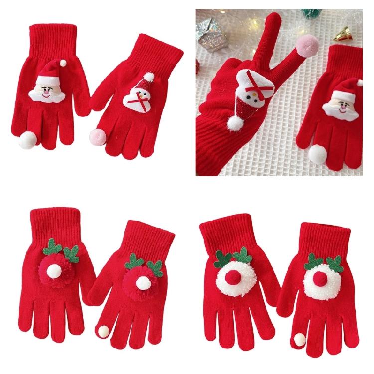 Holiday Theme Gingerbreadman Gloves Knitted Gloves Festival Handwear Lovely Snowman Knitwear Gloves for Daily Use