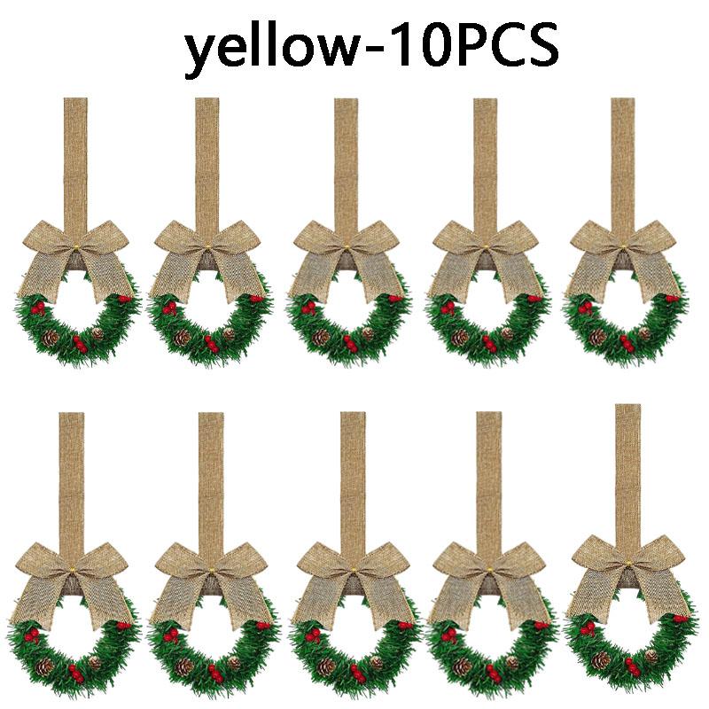 Red Ribbon Bow Christmas Cabinet Wreath Stylish for Kitchen Decor Holiday Party Ornament Festive Home Decor Set