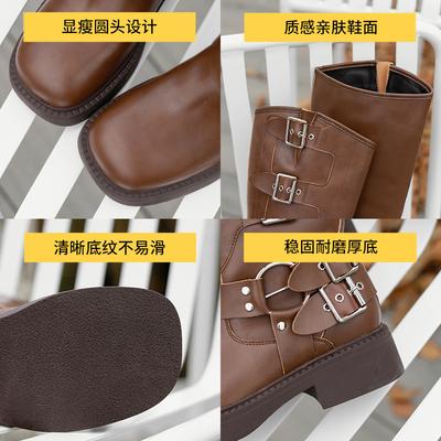 Augustine Boots Women's 2025 New Autumn and Winter Western Cowboy Style Retro British Fashion Street Knight Boots