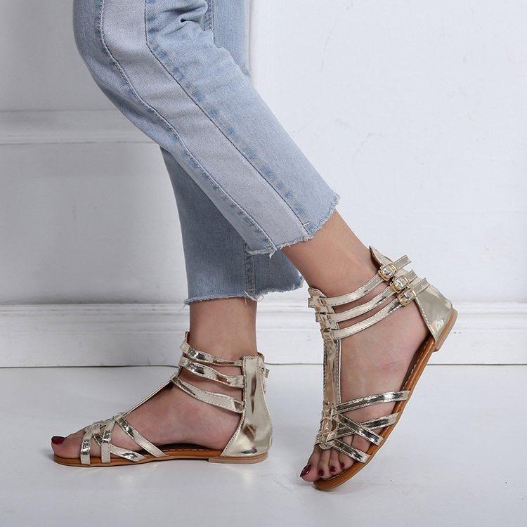 Women's Sandals 2026Summer New Rome Sandals Designer Leopard-print Sandals for Women Flat Sandal Casual Open Toe Beach Sandalias