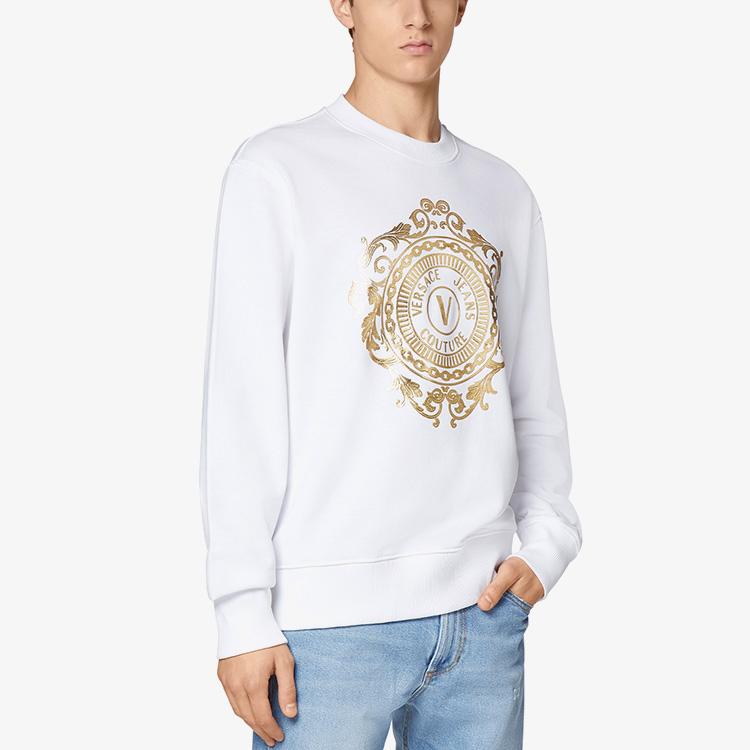 VERSACE JEANS COUTURE Sweatshirts Men's White Crew Neck Moderate B7GWA73F-30453-K41