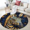 Golden Zebra Round Area Rug,Carpet Rug for Living Room Bedroom Sofa Playroom Decor,Non-slip Floor Mat