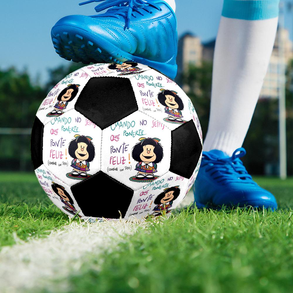 Mafalda Indoor Soccer Ball Colorful Machine Stitched PVC Size 5 Team Training Competition Ready Durable High-Bounce Cool Sports Gift