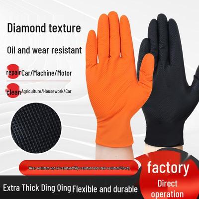 Luvas de Nitrilo Espessas Antiderrapantes com Textura de Diamante para Uso Doméstico, Cozinha, Industrial e Reparo Automotivo