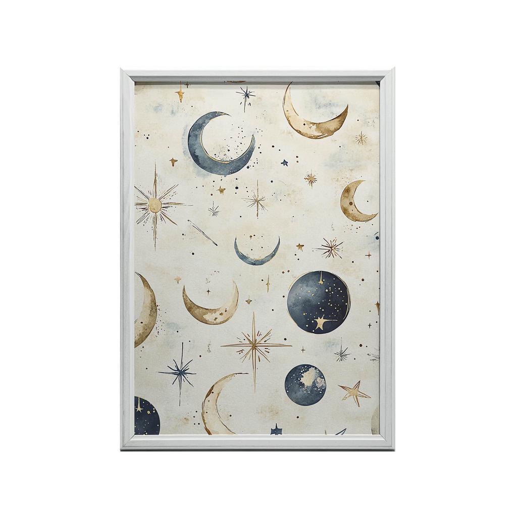 Plakat Księżycowa Harmonia Plakat Księżycowa Harmonia, 70X100 Cm, Rama Drewniana Jasny Dąb, Papier Matowy 230 Gsm