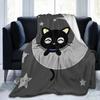 Cute Black Cat with Yellow Eyes Soft Throw Blanket All Season Warm Blankets Lightweight Fuzzy Flannel Throw Blanket for Bed Sofa