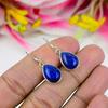 Massives 925 Sterling Silber Lapislazuli Birne Cabochon Edelstein handgefertigt Damen Hängeohrringe