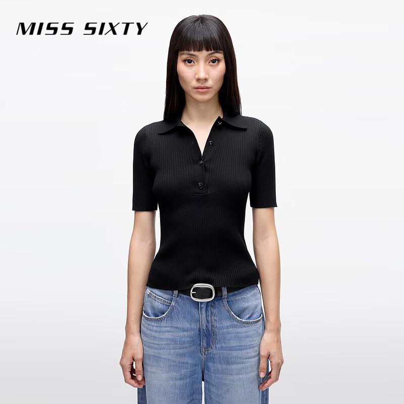MISS SIXTY Весна 2025 Короткий вязаный топ-поло S
