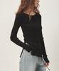 OSTKAKA Cotton Boat Neck Ribbed Pullover Black