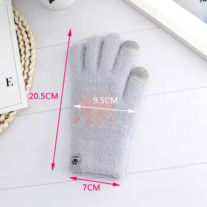 Winter Katzenkratzliebe Handschuhe für Damen Plüsch Touchscreen Gestrickte Dicke Handschuhe Weiche und Flauschige Koreanische Niedliche Alle Finger Handschuhe