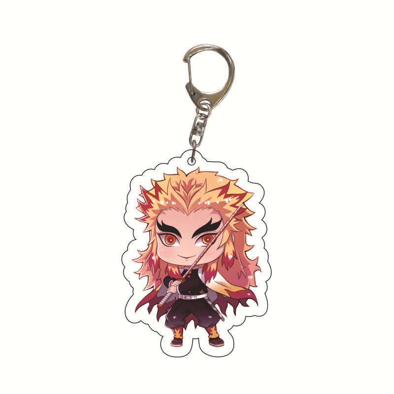 Acrylic Anime Keychain Kamado Tanjiro Nezuko Agatsuma Zenitsu Student Bag Charm Pendant Cosplay Accessories Gift