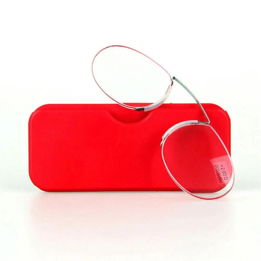 Legless Clamp nose reading glasses for both men and women portable sticky phone to send ultra-thin glasses case +1.00 +3.00