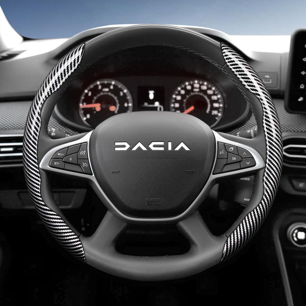 vcxja9 Suitable for Dacia Carbon Fiber Texture Steering Wheel Cover with Segmented Quick-Release Design, Durable, Compatible with Models Such as