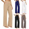 Women Pants Wide Leg High Rise Work Trousers with Side Pockets Pure Color Summer Pants Casual Business Office Wear