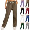 Women's High Waist Drawstring Straight Wide Leg Sweatpants Color Casual Pants