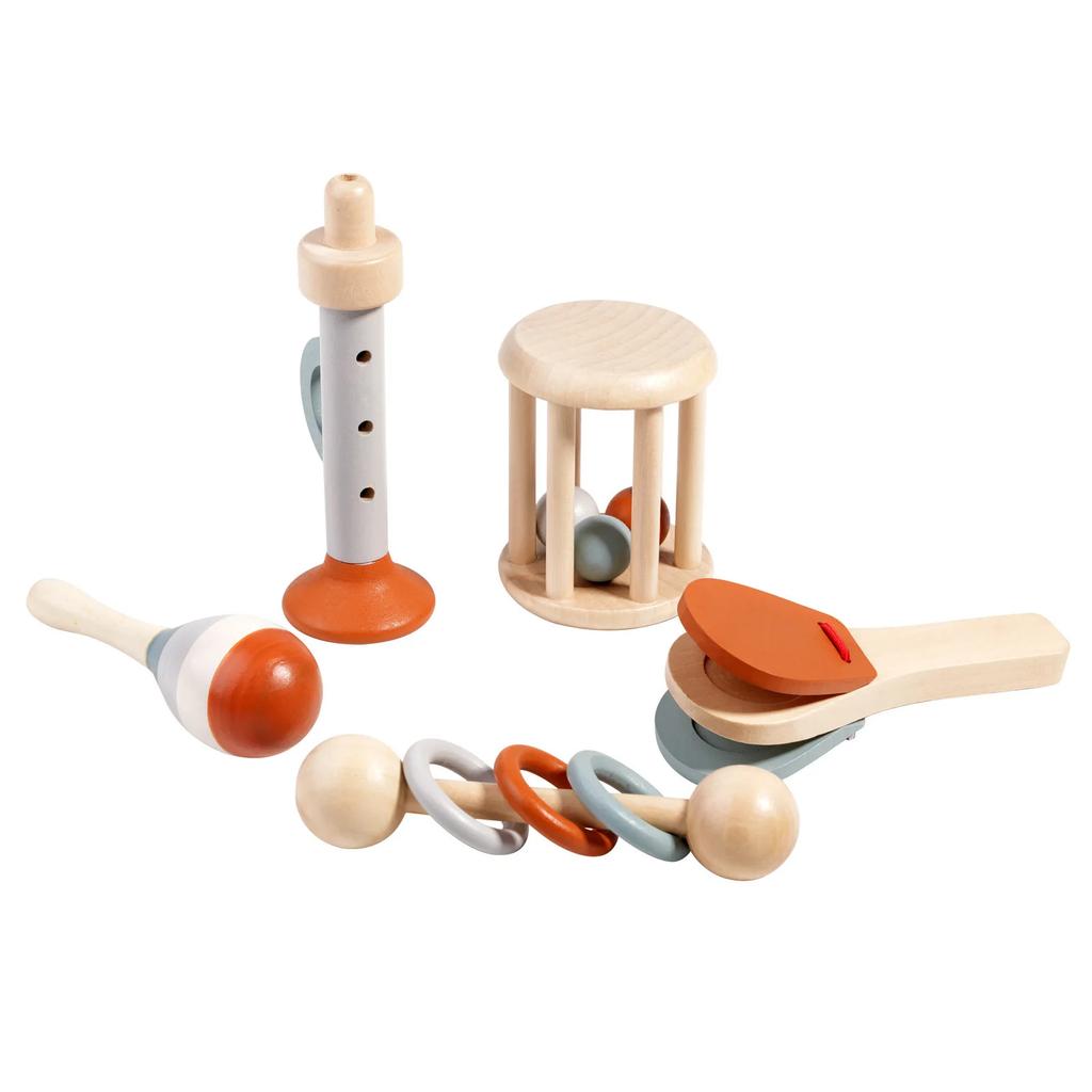 5pcs Orff Musical Instrument Toys Set Wooden Castanets Shake Music Toys Educational Montessori Toys for Kids Gift