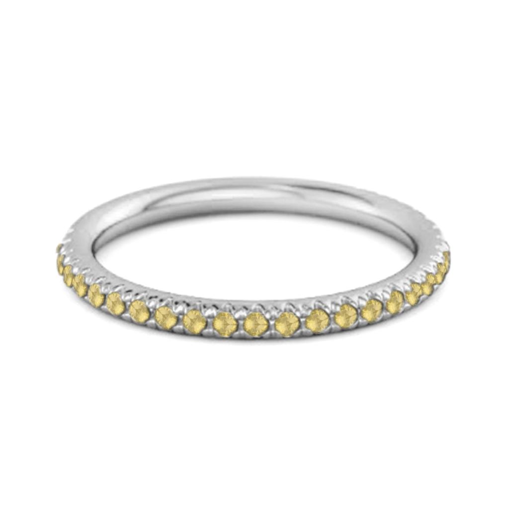 Lemon Quartz Round Eternity Ring - 925 Sterling Silver